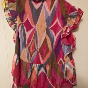 Colorful Geometric Patterned Blouse